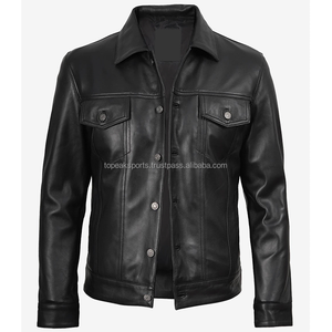 2026 OEM Best Selling Black Cowhide Leather <b>Jacket</b> For Men's Front Pockets 100%High Quality Low MOQ Winter Fashion <b>Heated</b> <b>Jacket</b> - Product Image 6