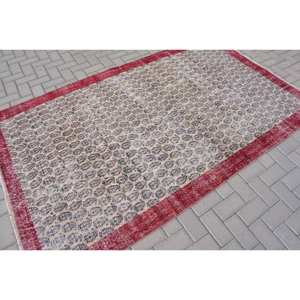 พรมขนสัตว์สีเบจสีแดงคลาสสิกขนาด4.9x8.1ฟุตวินเทจตุรกียางขนาด10มม. ปูพื้นขนาดใหญ่แบบสี่เหลี่ยมผืนผ้าเย็บติดโถงทางเดิน9x12 - Product Image 2