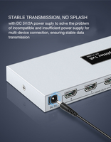 DTECH Répartiteur HDMI 8 voies 8 ports 1 entrée 8 sorties 4X2K@30Hz pour HDTV Commutateur HDMI 1x8
