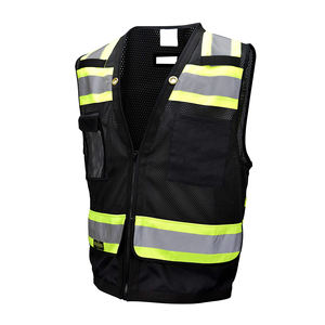 Hi Vis Winter Safety <b>Vest</b> Reflective Surveyor <b>black</b> Canvas Breathable High Visibility Work Wear Work Safety <b>Vest</b> - Product Image 1