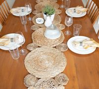 Long chemin de Table rustique de taille personnalisée, couverture de Table en Jute Boho, chemin de Table en jonc de mer naturel tressé à la main du Vietnam