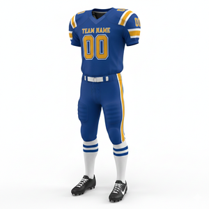 Ensemble de maillot et short de football américain sublimé personnalisable, 100% polyester respirant avec position du logo sur le devant - Product Image 5