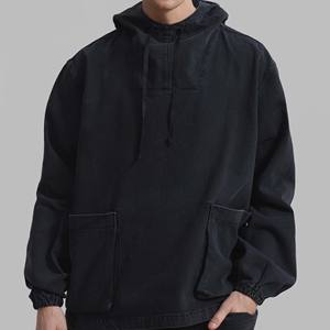 Sudadera con capucha extragrande de mezcla de algodón para hombre, con estampado digital, de mezclilla lavada, para invierno, al por mayor - Product Image 4