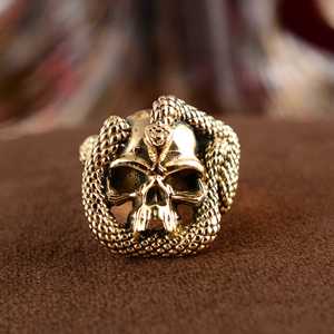 New Design Gothic Skull <b>Ring</b> Biker Brass <b>Rings</b> <b>Men</b> Antique Brass Snake Animal Jewelry Statement Band <b>Ring</b> <b>for</b> Wholesale/OEM/ODM - Product Image 1