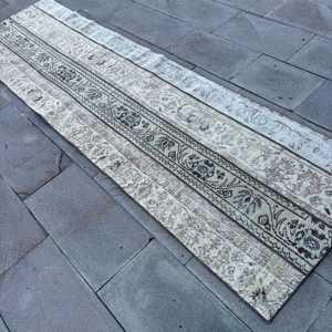 พรมวินเทจสไตล์ตุรกี, พรมปูพื้นขนาด 2.7x9.3 ฟุต, พรมขอบสีเทา - Product Image 4