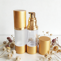 Flacon cosmétique sans air de luxe vide en or, argent et rose avec pompe à lotion en plastique, flacons d'émulsion pour le visage en plastique AS de haute qualité