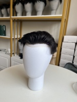 Système de remplacement capillaire invisible en silicone de haute qualité, perruques à colle, base en PU intégral, toupet pour hommes en cheveux humains naturels, en stock