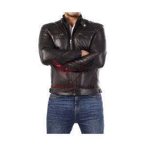 Premium Men's Casual Custom <b>Black</b> Lambskin Leather Jacket High Quality Material Stylish High Street Outerwear Signature Design - Product Image 1