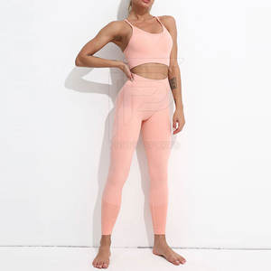 Conjunto de Yoga de dos piezas para mujer Ropa deportiva transpirable de color sólido de etiqueta privada en todos los tamaños en oferta - Product Image 6