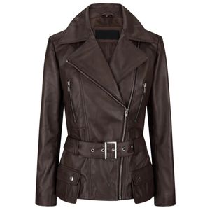 Chaqueta de Motociclista de Piel de Oveja Hecha a Medida de Primera Calidad para Mujer, 100% Genuina, Resistente al Viento, con Estampado, Acabado Elegante y Moderno - Product Image 2