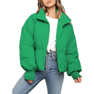 Veste matelassée oversize pour femme de bonne qualité, veste d'hiver matelassée, vêtement d'extérieur décontracté et chaud, couleur verte - Product Image 1
