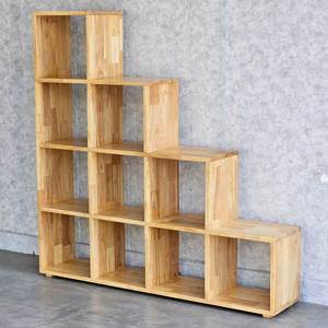 Estantería en Forma de Escalera KS68231, 120x25x120cm, Madera de Caucho, Tipo Vertical, Instalación para Sala de Estar u Oficina, Material Metálico - Product Image 4