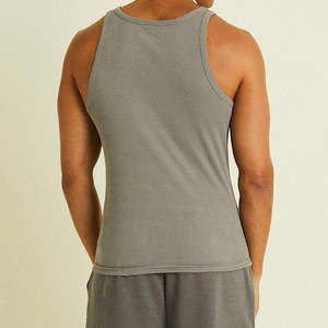 Summer Men's Muscle Stringer Breathable Knitted Fitness <b>Vest</b> Cotton Tight Ribbed Gym Tank <b>Top</b> with Custom Logo - Product Image 5