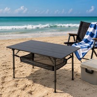 Table pliante de camping de 95 cm, en acier au carbone robuste, résistante à la rouille, portable et légère, pour la plage