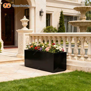 Jardinera de Acero Galvanizado Negra de 110 L, Maceta para Patio, Balcón, Jardín Exterior, Diseño Moderno de Paisajismo - Product Image 4