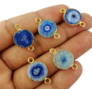 Oro galvanizado 13-14mm aprox. Colgante de piedras preciosas de cuarzo solar para fiesta de niños, Conector de piedra, colgantes de moda, dijes - Product Image 4