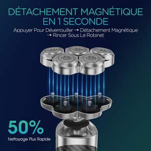 Afeitadora Eléctrica Recargable para Hombre con Cuchillas Flotantes, Pantalla LED, Resistente al Agua, Color Negro, para Uso Corporal, Certificación IPX7 - Product Image 3