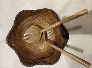 ชุดชามสลัดไม้มะม่วงแบบทันสมัยเป็นมิตรต่อสิ่งแวดล้อมถาดใส่อาหารจานอาหารเย็นขนาดใหญ่แกะสลักอย่างยั่งยืน - Product Image 2