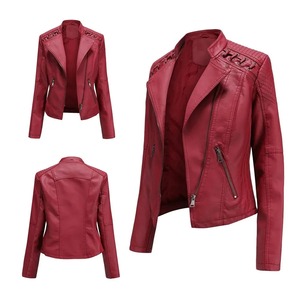 Nouvelle veste courte en cuir pour femmes de style transfrontalier amincissant efficace pour les vêtements de moto de mode décontractée - Product Image 3