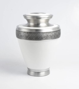 Urna Funeraria Blanca Hecha a Mano de Milán para Cenizas Humanas, Tamaño Adulto, Contenedor Conmemorativo de Metal de Aluminio para Servicios Funerarios - Product Image 1