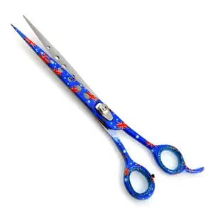 Paper Coated Grooming Scissors Metal Steel Russian Scissors Pet Straight Dog Grooming Scissors For Animal