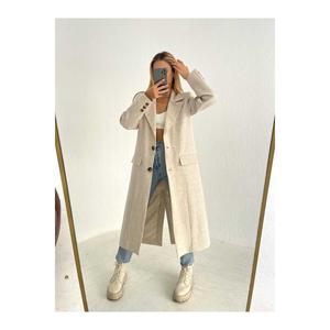 Cappotto di lino FLAM da donna con spacco posteriore con doppia tasca
