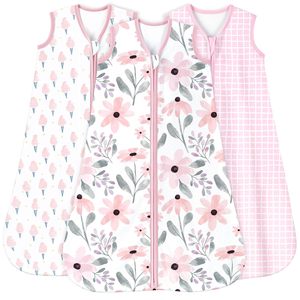 ถุงนอนผ้าฝ้ายออแกนิกสำหรับเด็กทารกวัยหัดเดิน100% ผ้าห่ม3แพ็ค2ทางมีซิประบายอากาศได้ดีสำหรับการนอนหลับของทารก0.5 TOG - Product Image 1