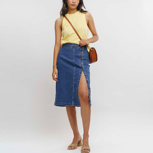 Affordable Price Regular Fit <b>Midi</b> Women Denim <b>Skirts</b> Trendy Regular Fit <b>Midi</b> Women Denim <b>Skirts</b> - Product Image 6