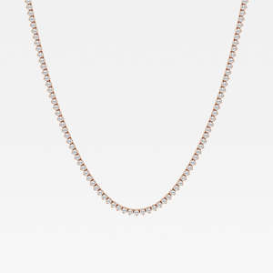 Collar de Oro de 14K con Diamante Moissanite de Corte Redondo, Collar Tennis de Tres Puntas - Product Image 6