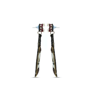 Boucles d'oreilles en forme de bouteille de whisky, broderie de perles de rocaille faites à la main, bijoux perlés, accessoires de mode originaux et tendance, vente en gros pour les fêtes - Product Image 3