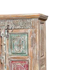 Multicolour Floral Panel Carved Bedroom Furniture Rustic Luxury Freestanding <b>Portable</b> <b>Wardrobe</b> Made Teak Folding for Apartment - Product Image 5