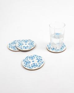 Posavasos de madera redondos hechos a mano de MDF para bebidas, con parte posterior de corcho, sublimación reciclada, arte floral, Material de resina reciclada - Product Image 2