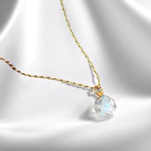 DIY Birthstone Rainbow Moonstone Flat Gemstone Charm Colgante Oro Galvanizado Lote al por mayor Charm Jewelry Making Supply - Product Image 2