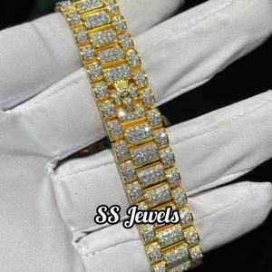 Montre automatique de luxe unisexe, sertie de diamants, fabriquée à la main, en acier inoxydable, 41 mm, haute qualité, diamants VVS, plaqué or jaune, glacée, hip-hop - Product Image 2
