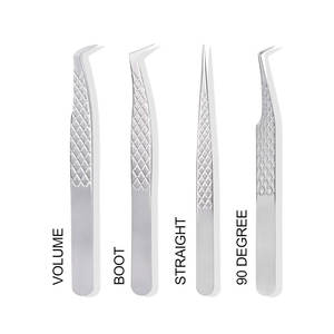 Venta al por mayor de pinzas profesionales de punta de fibra de acero inoxidable pinzas de punta de pestañas de alta calidad fabricadas pestañas altas - Product Image 5