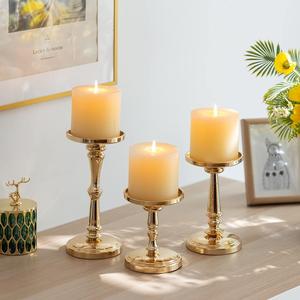เชิงเทียนโลหะเคลือบทองสำหรับบ้านและงานออกแบบใหม่โต๊ะตกแต่งแบบขายส่งเสาเทียน - Product Image 3