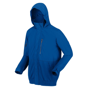Veste coupe-vent imperméable légère pour homme, avec capuche, pour le sport et les activités de plein air, décontractée, zippée, pour la randonnée, bleue - Product Image 2