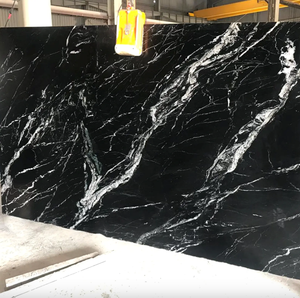 Diseño moderno Losa grande gris mar Negro 40x40 Pulido con venas y flores rojas Impermeable de alta resistencia para decoración de hoteles - Product Image 2