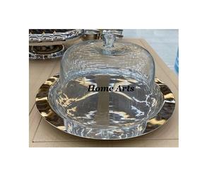 Plateau à gâteaux en marbre de dernière génération avec couvercle en verre, forme ronde, pour fournisseur en gros - Product Image 6