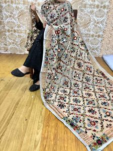 2025 chal de seda hecho a mano antiguo de lujo nuevo diseño pesado espejo trabajo bordado chal impreso estilo étnico para mujeres - Product Image 3