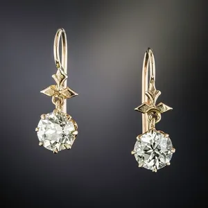 925 <b>Silver</b> Women's Round Cut Moissanite Diamond <b>Drop</b>/Dangle <b>Earrings</b> - Product Image 2