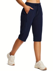 Short cargo léger de haute qualité à séchage rapide pour femme avec taille élastique et plusieurs poches-Short d'extérieur sous le genou - Product Image 3