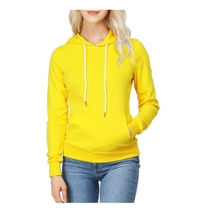 Jersey con capucha de mujer pesado de alta calidad logotipo personalizado Otoño Invierno tejido en blanco frente sólido manga larga bordado - Product Image 3