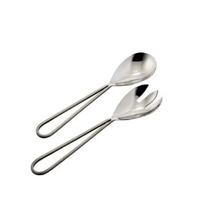 ชุดเซิร์ฟสลัดสแตนเลสขัดเงาสีเงินปลายโค้งทำด้วยมือ - Product Image 1