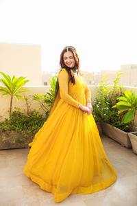 Vestido Maxi Estilo Anarkali Lehenga Choli, Acrílico, Manga Larga, Sin Arrugas, Protección Solar, para Mujer, Ropa de Fiesta - Product Image 3