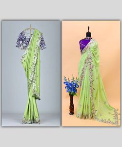 Explore a Wide Range of Saree Options, From Short and Trendy to Full-length and Traditional Wear Silk Saree with Blouse - Product Image 3