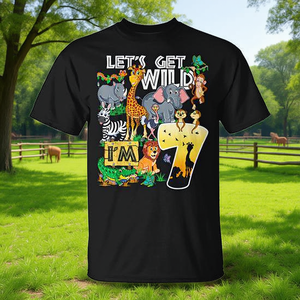 Camiseta de Fiesta de 7.º Cumpleaños para Niños, Safari Zoo 'Vamos a Ser Salvajes, Tengo 7' Años, Camiseta Promocional Infantil - Product Image 3