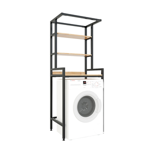 72x56x188cm 3-Tier Washing <b>Machine</b> Stand with Rubberwood and Iron Frame Assembly Required for Bathroom Use - Product Image 2