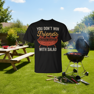 T-shirt « Vous ne gagnez pas d'amis avec une salade » pour le barbecue - Product Image 3