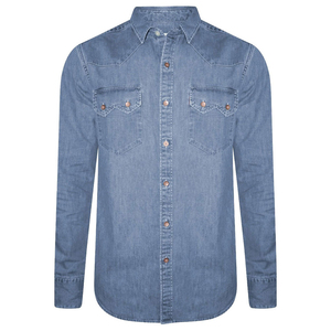 เสื้อยีนส์มีกระดุมสไตล์สตรีทแวร์สำหรับผู้ชายเสื้อเชิ้ตผ้าเดนิมคอปกแขนยาวสีล้วนสำหรับงานปาร์ตี้ฤดูใบไม้ร่วง - Product Image 4